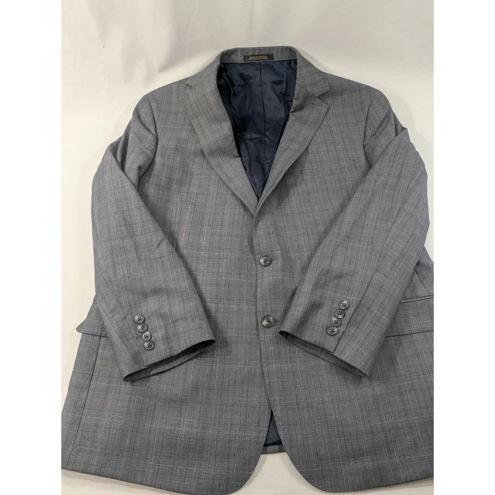 Jos. Bank Reserve Reda Blazer Suit Jacket Wool  Gray Glenn‎ Check 48R plaid READ